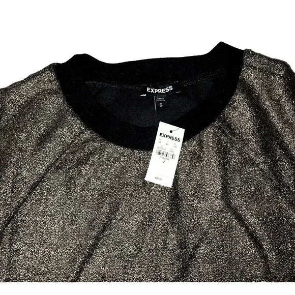 Express Women's Metallic Gold Pullover Sweater Medium - Picture 3 of 4